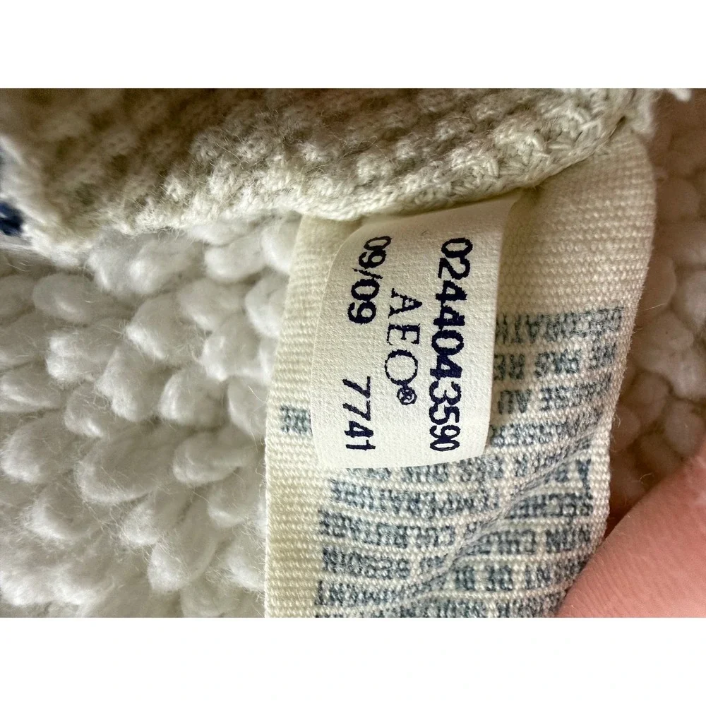 American Eagle Mens Long Sleeve Thermal Knit Crew Neck Shirt LG Beige‎ Y2K